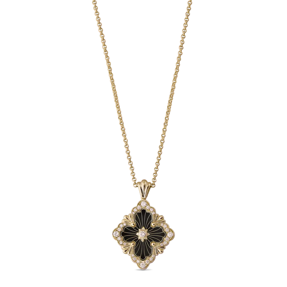 OPERA TULLE YELLOW GOLD PENDANT WITH ONYX AND DIAMONDS