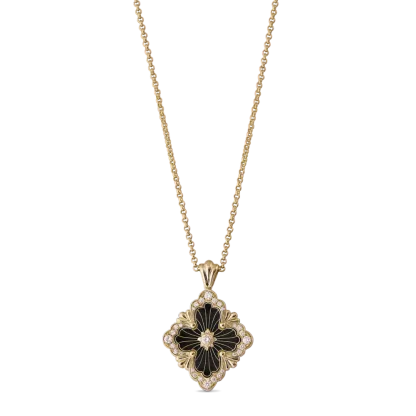 OPERA TULLE YELLOW GOLD PENDANT WITH ONYX AND DIAMONDS