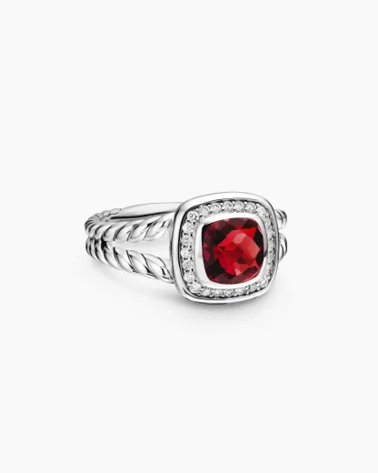 Petite Albion® Ring Sterling Silver with Garnet and Diamonds