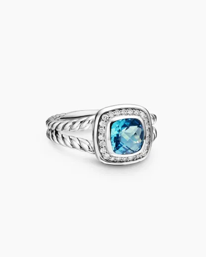 Petite Albion® Ring Sterling Silver with Blue Topaz and Diamonds