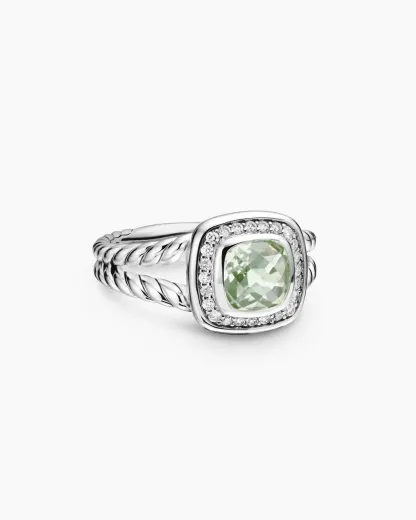 Petite Albion® Ring Sterling Silver with Prasiolite and Diamonds