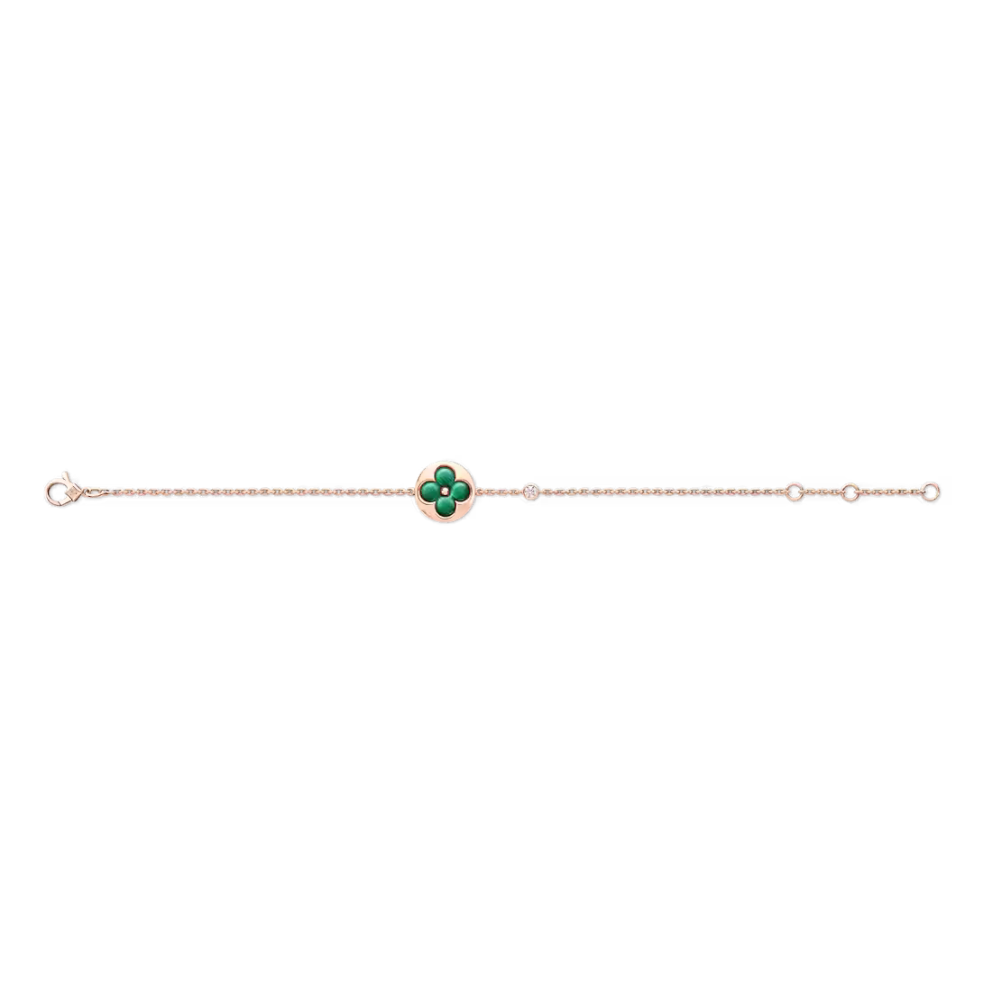 Color Blossom BB Sun Bracelet, Pink Gold, Malachite and Diamond