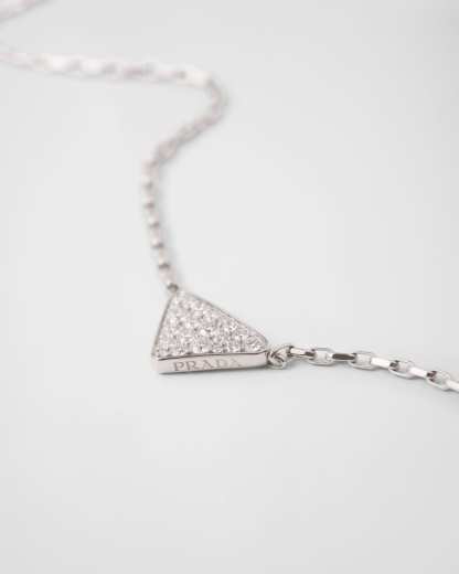 Eternal Gold mini triangle pendant necklace in white gold and diamonds