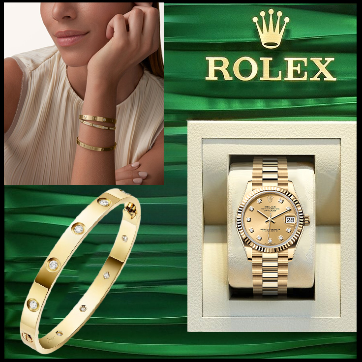 LOVE BRACELET, CLASSIC MODEL,10 DIAMONDS & DATEJUST 31 OYSTER, 31 MM