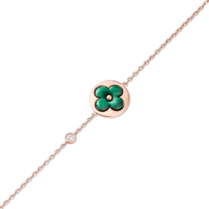 Color Blossom BB Sun Bracelet, Pink Gold, Malachite and Diamond