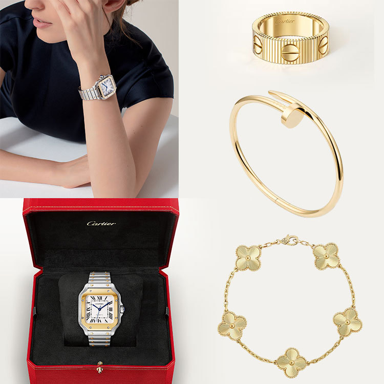 4-Piece Carthttier Stack -Santos, Yellow Gold & Diamonds