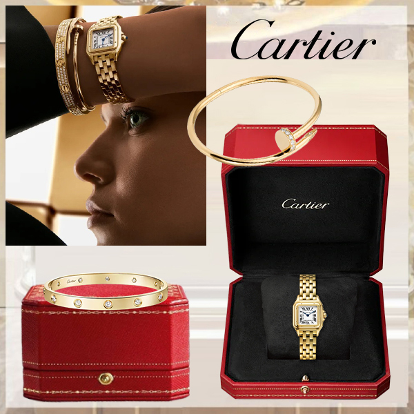 3‑Piece Carthttier Stack –Panthère, Yellow Gold, Clou & Diamonds