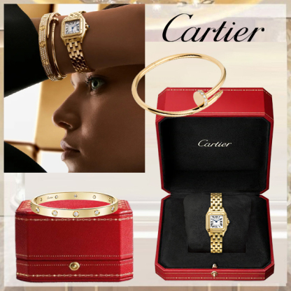 3‑Piece Carthttier Stack –Panthère, Yellow Gold, Clou & Diamonds