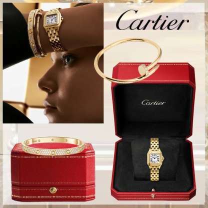 3‑Piece Carthttier Stack –Panthère, Yellow Gold, Clou & Diamonds