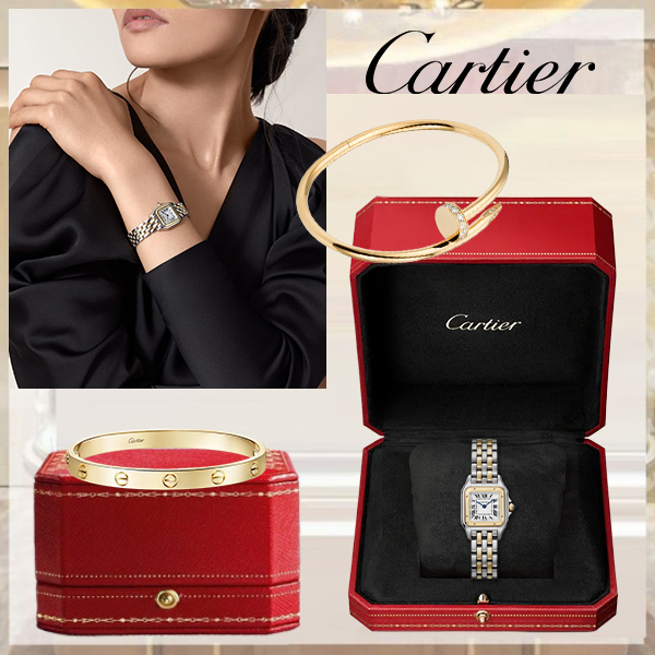 3‑Piece Carthttier Stack –Panthère, Yellow Gold, Love & Clou Diamonds