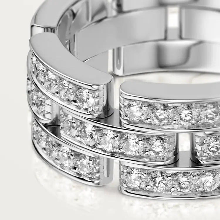 MAILLON PANTHÈRE RING, 3 HALF DIAMOND-PAVED ROWS