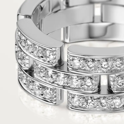 MAILLON PANTHÈRE RING, 3 HALF DIAMOND-PAVED ROWS