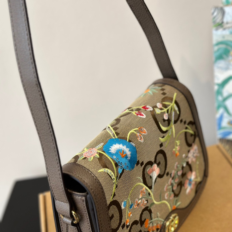 Ophidia Calfskin Embroidered Shoulder Bag