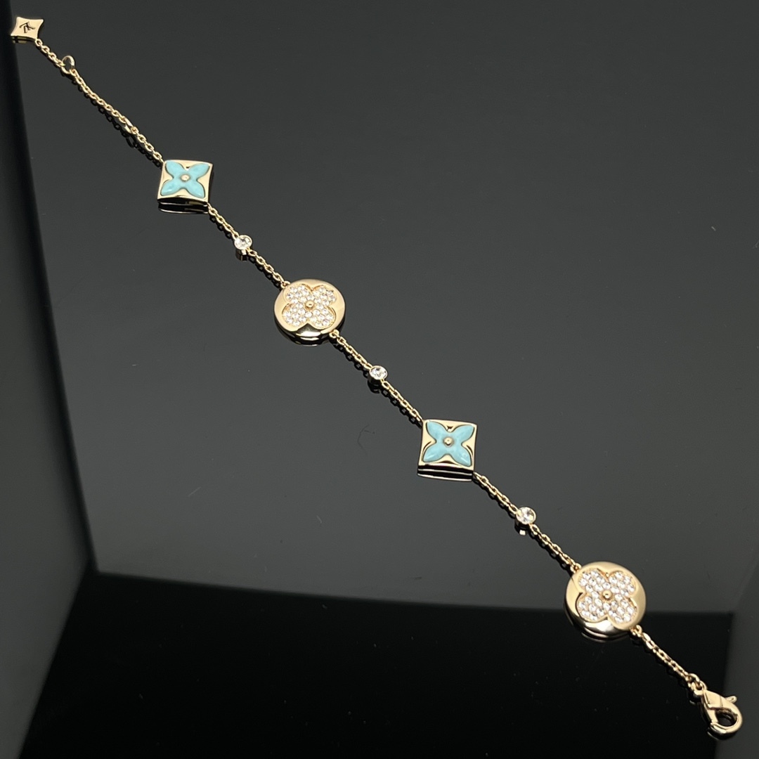 Color Blossom BB Multi-Pattern Bracelet, Yellow Gold, Amazonite and Diamonds