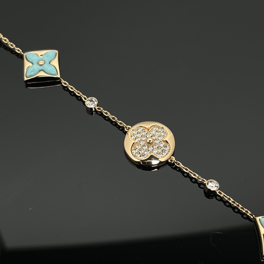 Color Blossom BB Multi-Pattern Bracelet, Yellow Gold, Amazonite and Diamonds