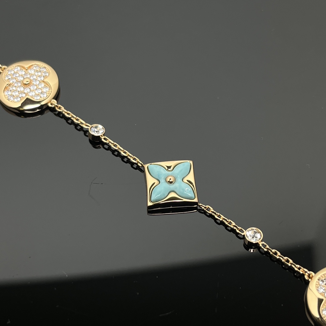 Color Blossom BB Multi-Pattern Bracelet, Yellow Gold, Amazonite and Diamonds
