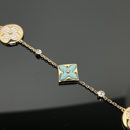 Color Blossom BB Multi-Pattern Bracelet, Yellow Gold, Amazonite and Diamonds