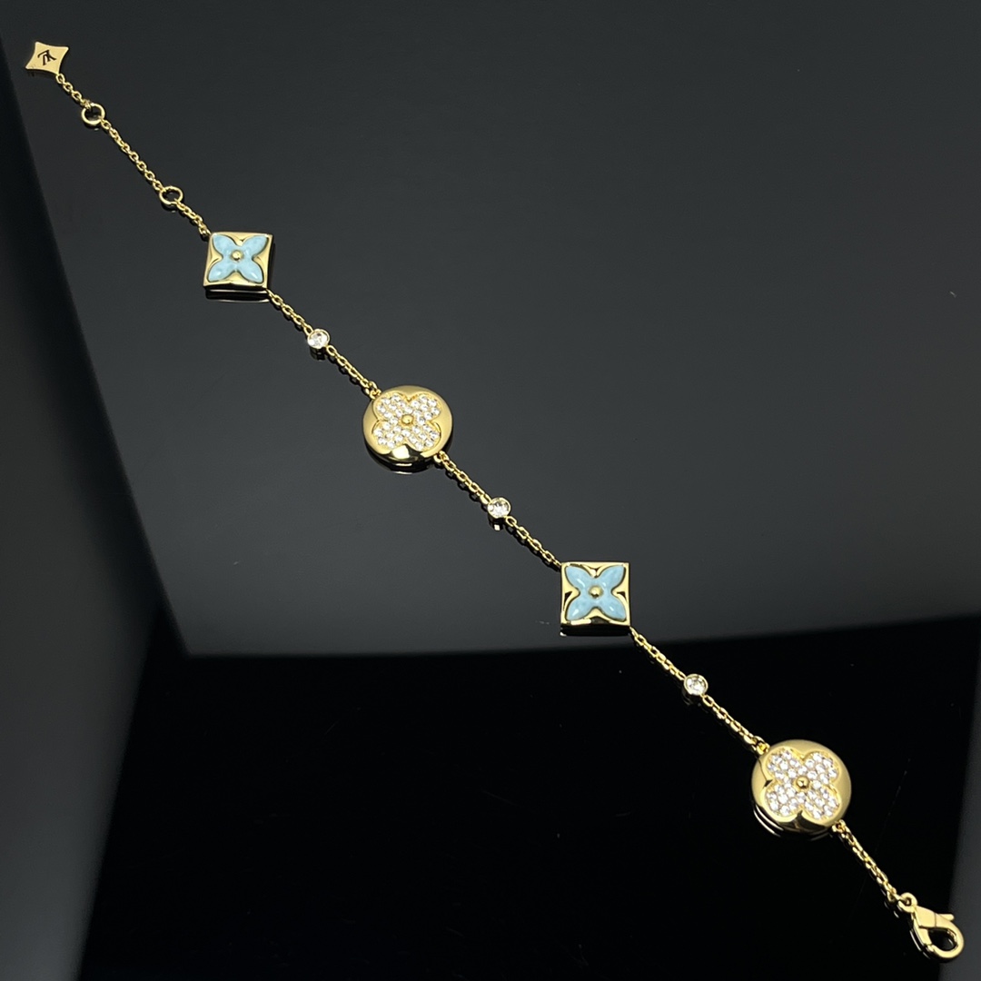 Color Blossom BB Multi-Pattern Bracelet, Yellow Gold, Amazonite and Diamonds
