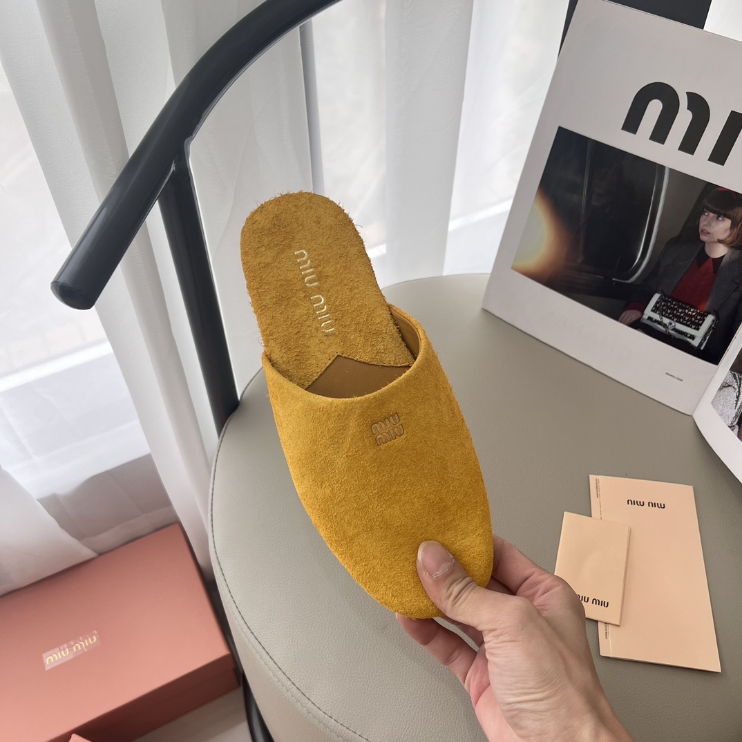 Women's Yellow Suede Slippers