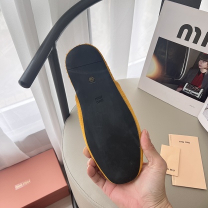 Women's Yellow Suede Slippers