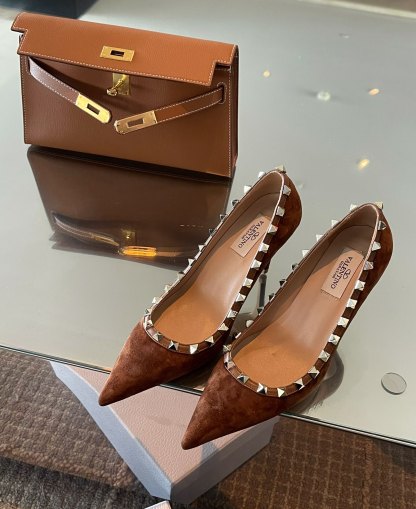 Brown Garavani Rockstud 85mm Heels