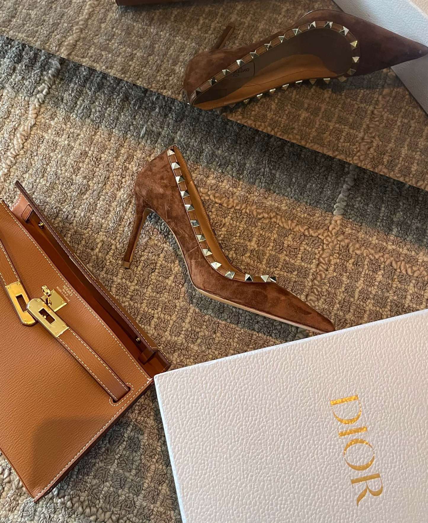 Brown Garavani Rockstud 85mm Heels