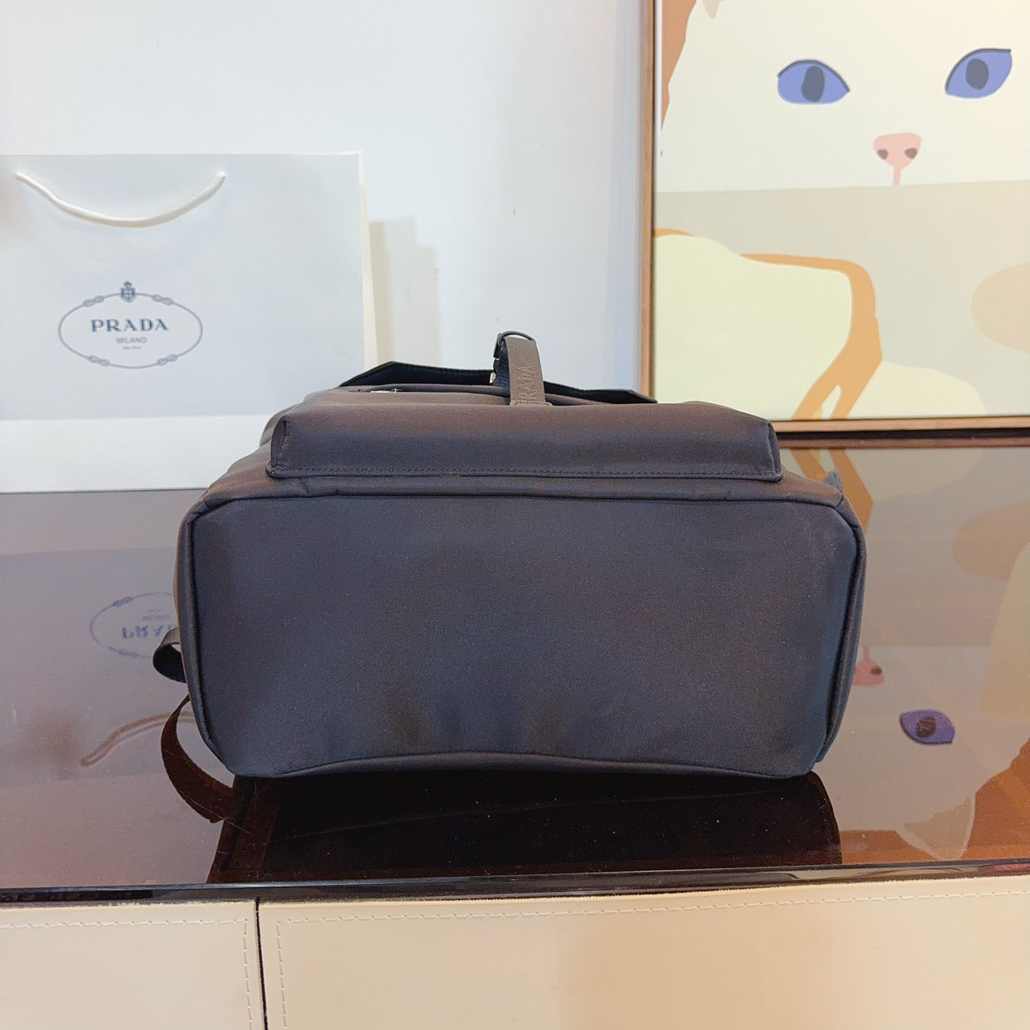 *Re-Nylon and Saffiano leather backpack