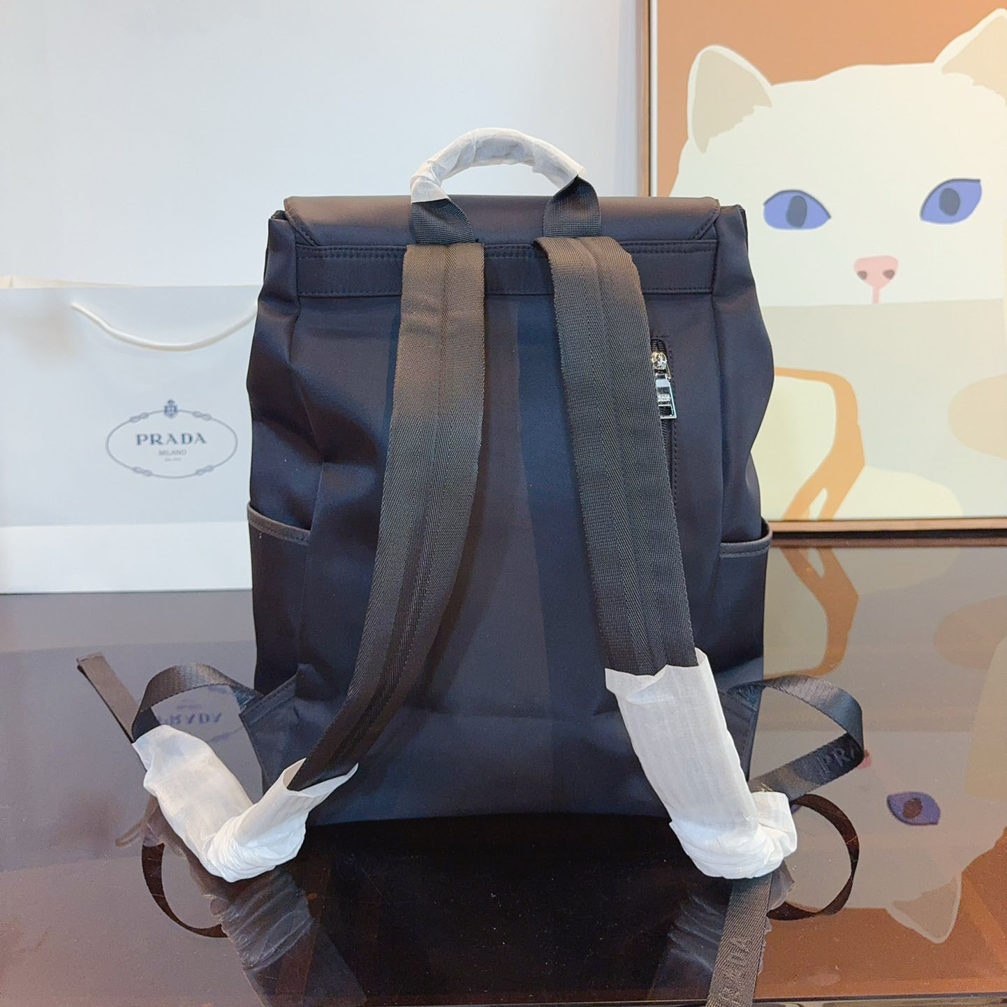 *Re-Nylon and Saffiano leather backpack