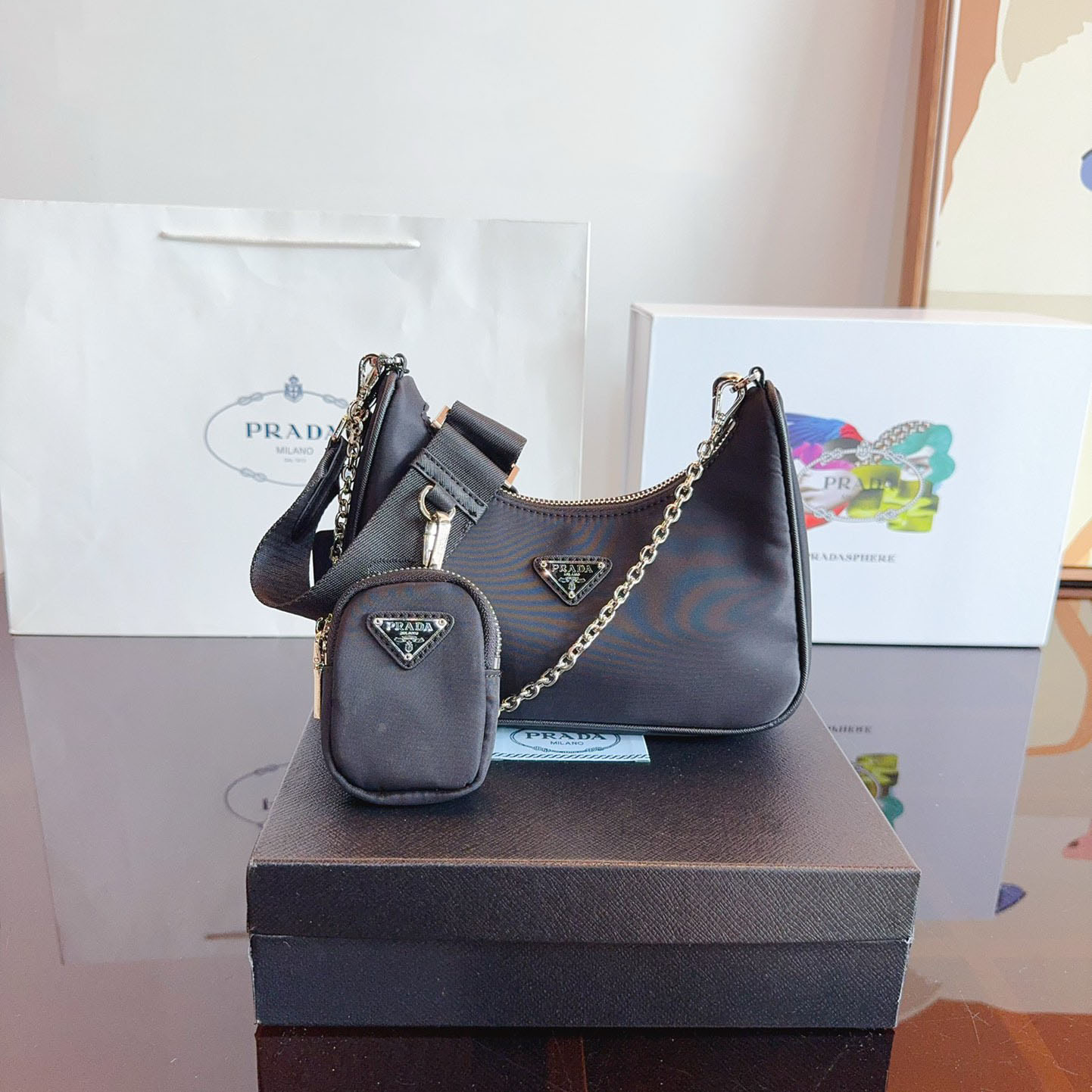 *Re-Edition 2005 Re-Nylon and Saffiano mini bag