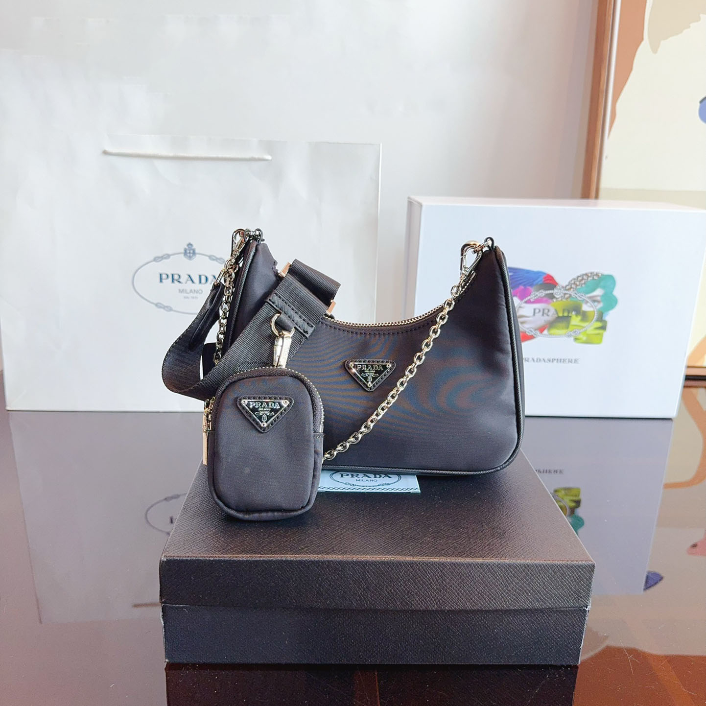 *Re-Edition 2005 Re-Nylon and Saffiano mini bag