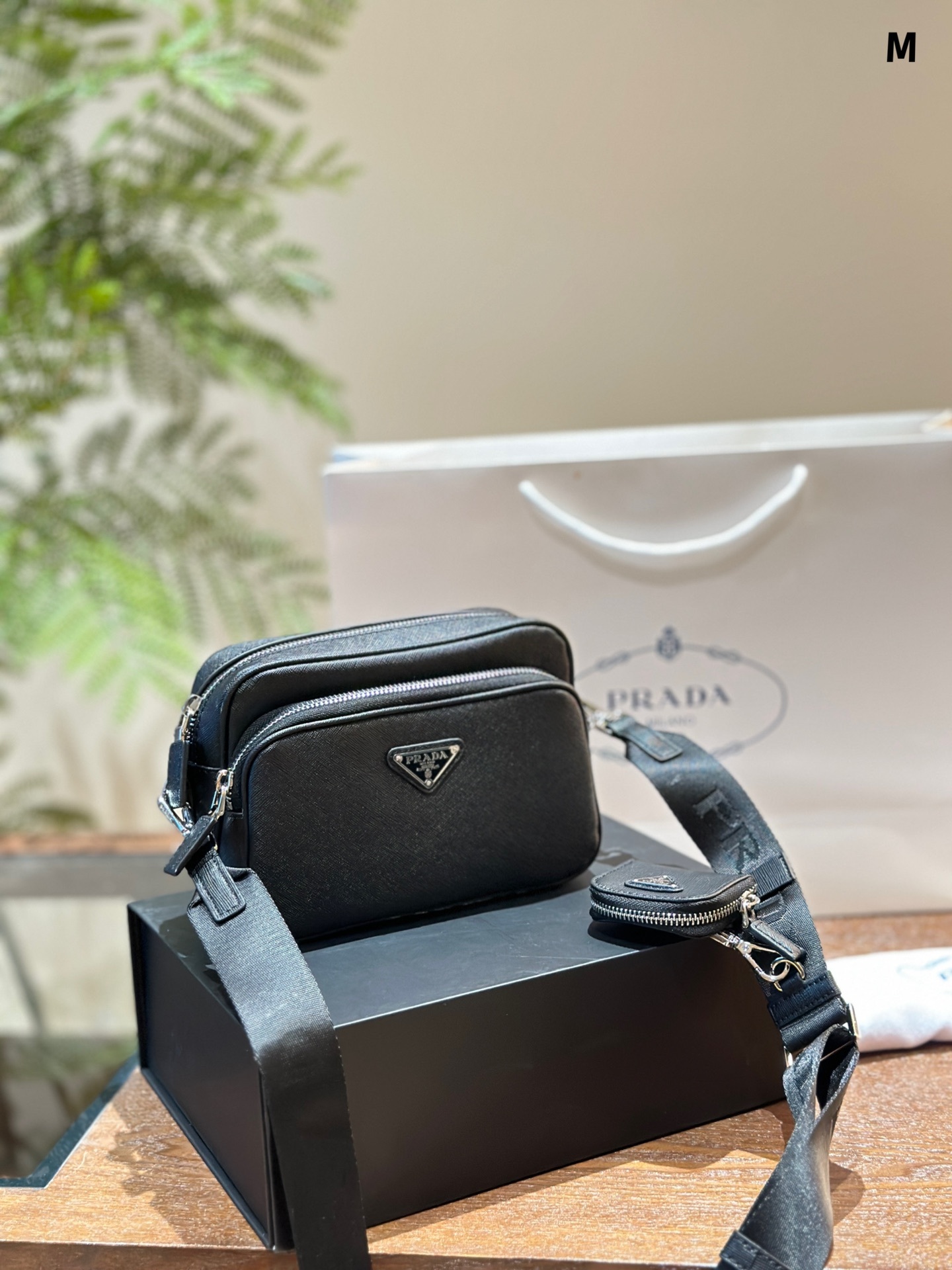 *Saffiano leather shoulder bag