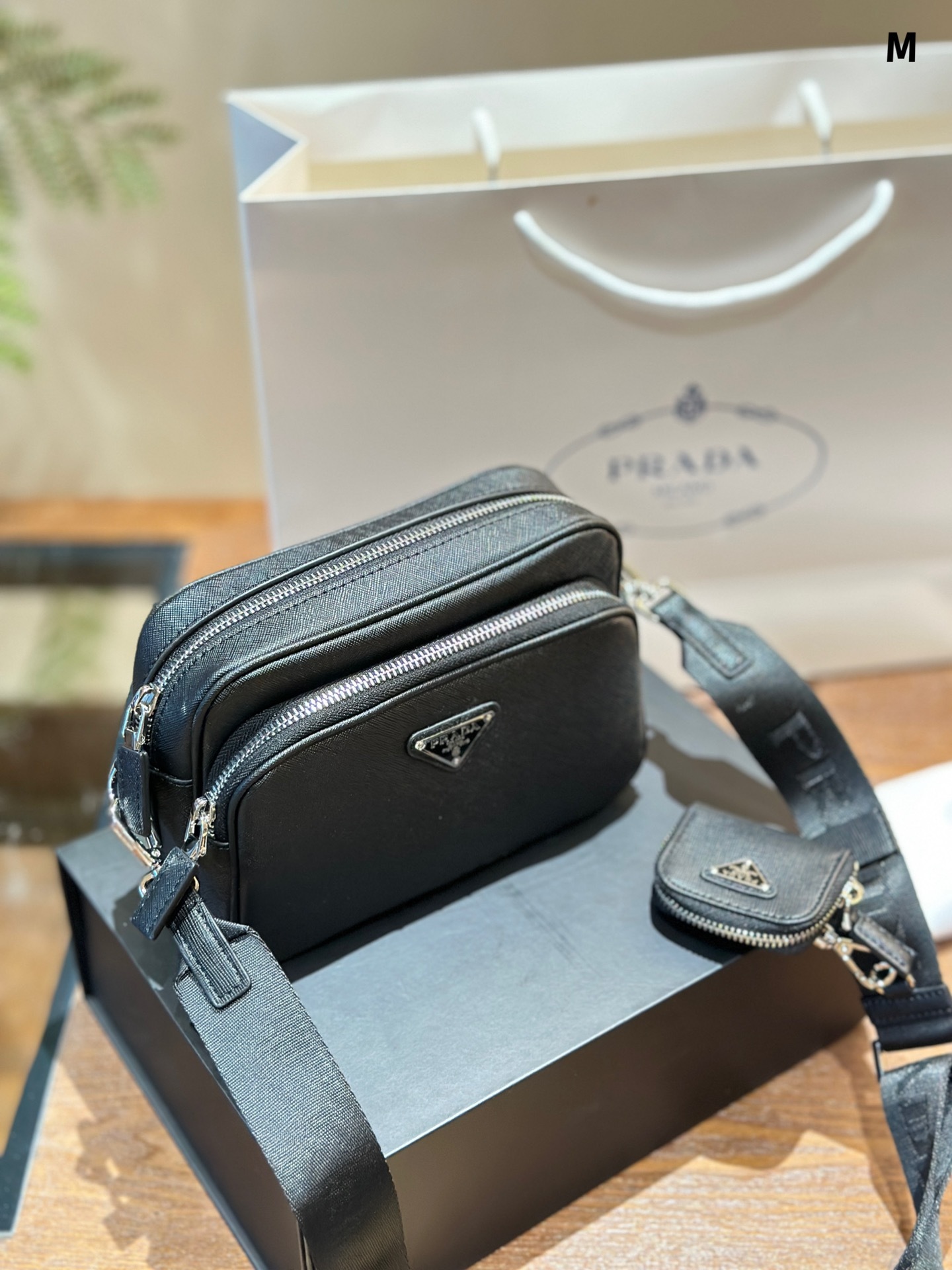 *Saffiano leather shoulder bag