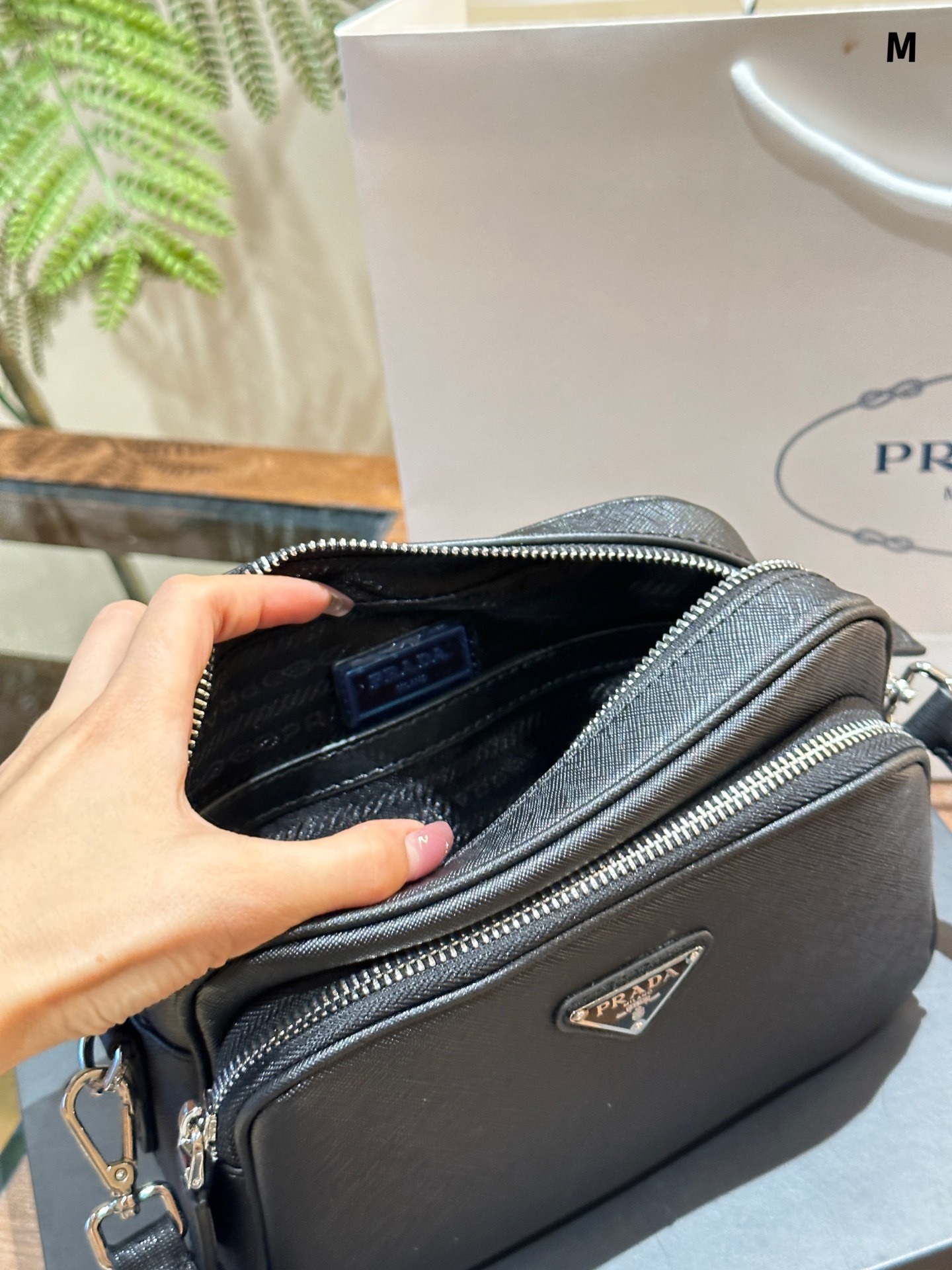 *Saffiano leather shoulder bag