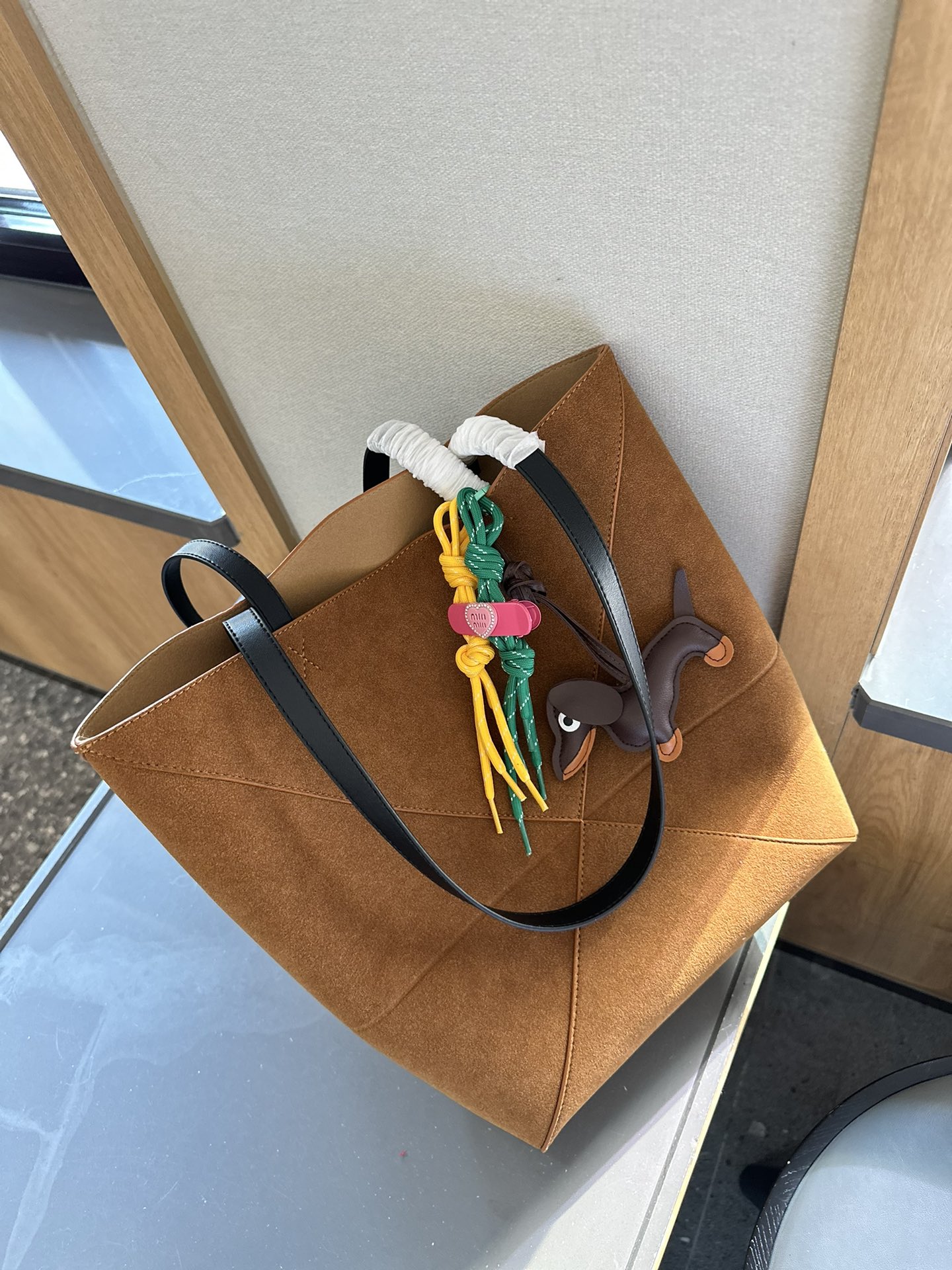 Puzzle Fold tote in shiny calfskin