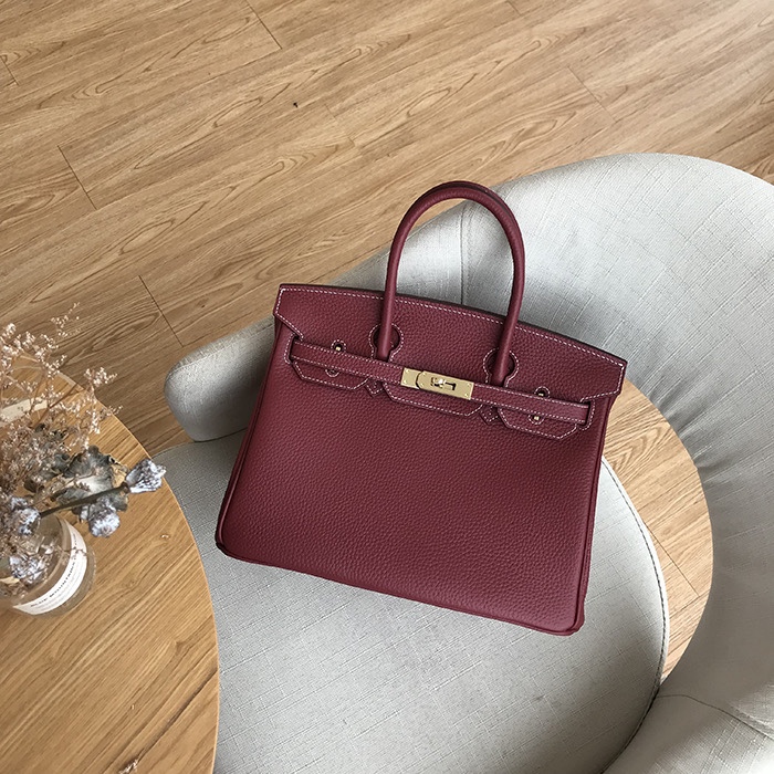 Herthtmes Togo Birkin 25/30/35 Deep Red Bag