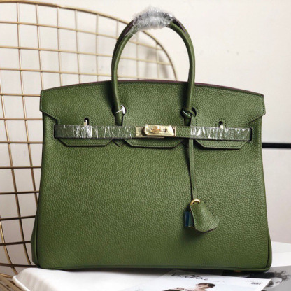 Herthtmes Togo Birkin 25/30/35 Bottle Green Bag