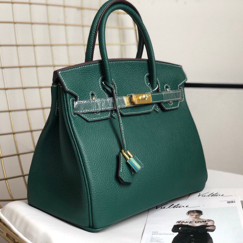 Herthtmes Togo Birkin 25/30/35 Bottle Dark Green Bag