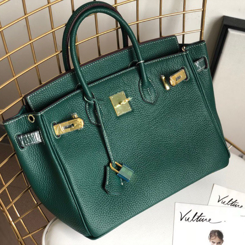 Herthtmes Togo Birkin 25/30/35 Bottle Dark Green Bag