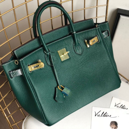 Herthtmes Togo Birkin 25/30/35 Bottle Dark Green Bag