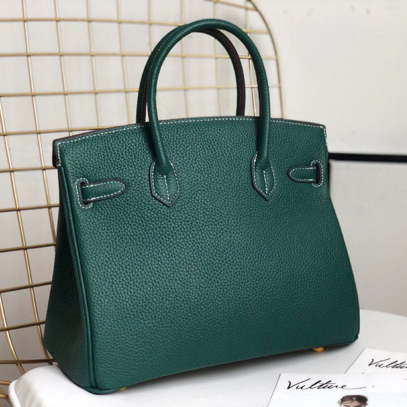 Herthtmes Togo Birkin 25/30/35 Bottle Dark Green Bag