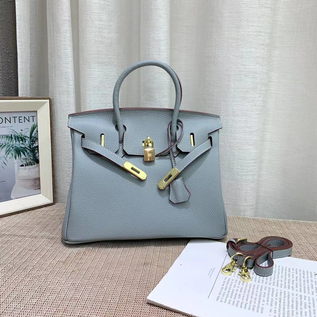 Herthtmes Togo Birkin 20/25/30/35 Bottle Gray Blue Bag