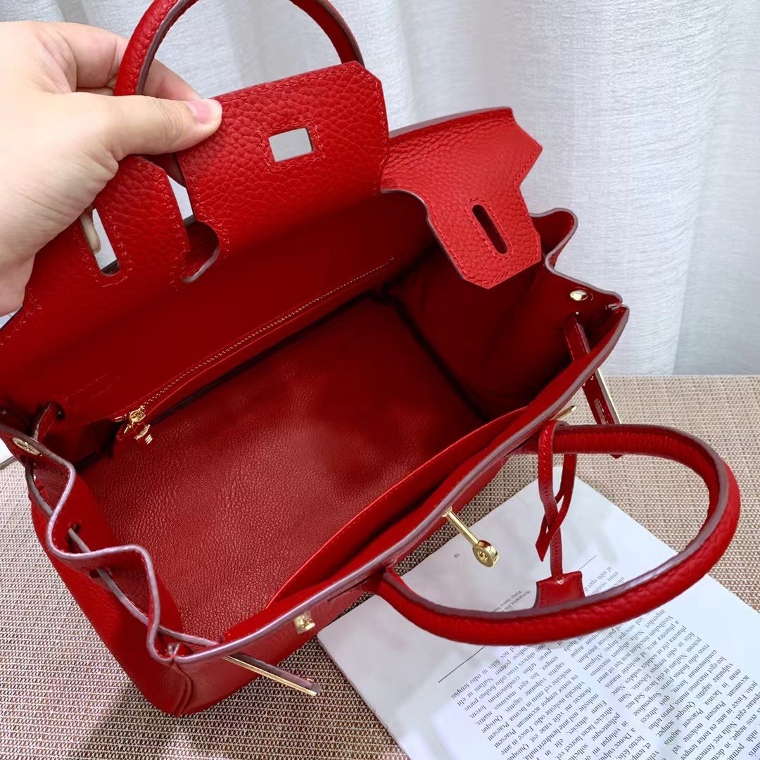 Herthtmes Togo Birkin 20/25/30/35 Bottle Red Bag