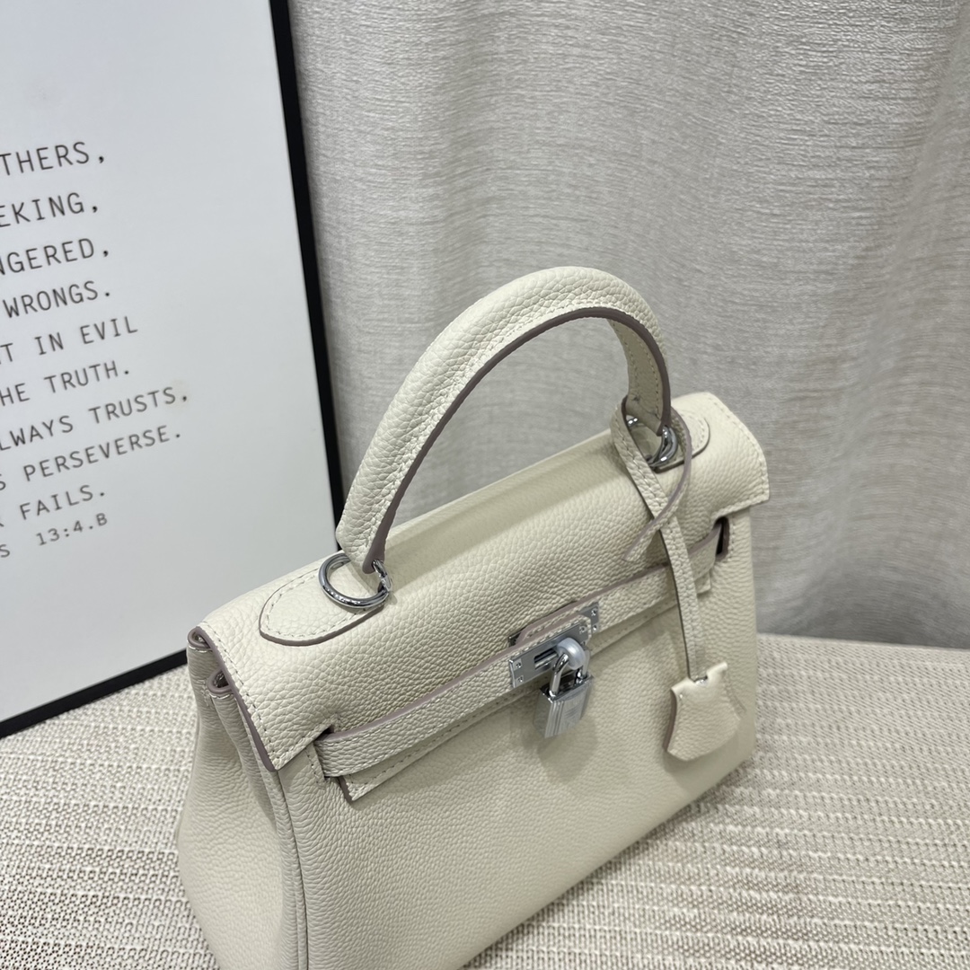Herthtmes Togo Birkin 20/25 Bottle White Bag