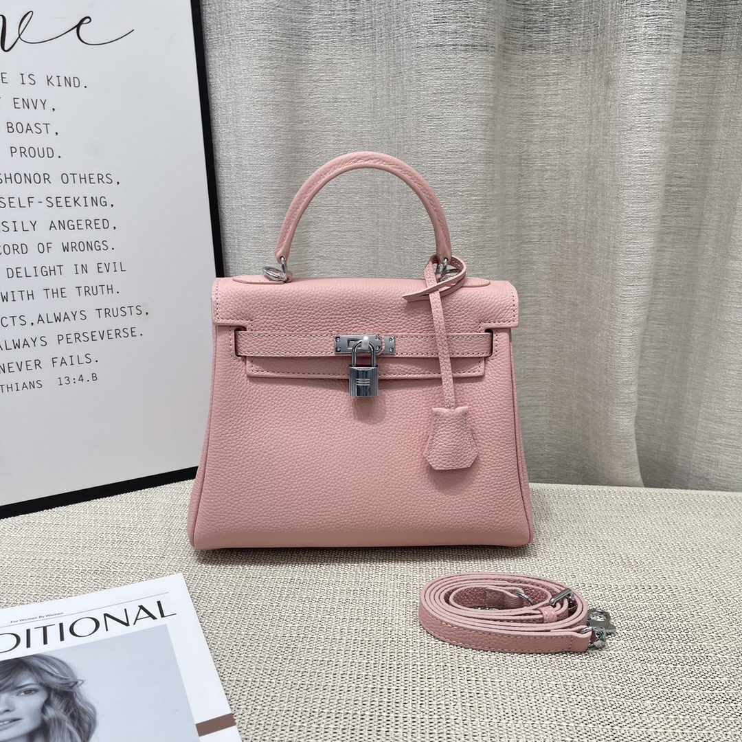 Herthtmes Togo Birkin 20/25 Bottle Pink Bag