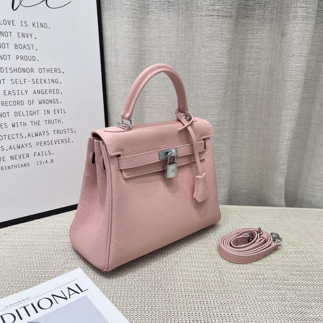 Herthtmes Togo Birkin 20/25 Bottle Pink Bag