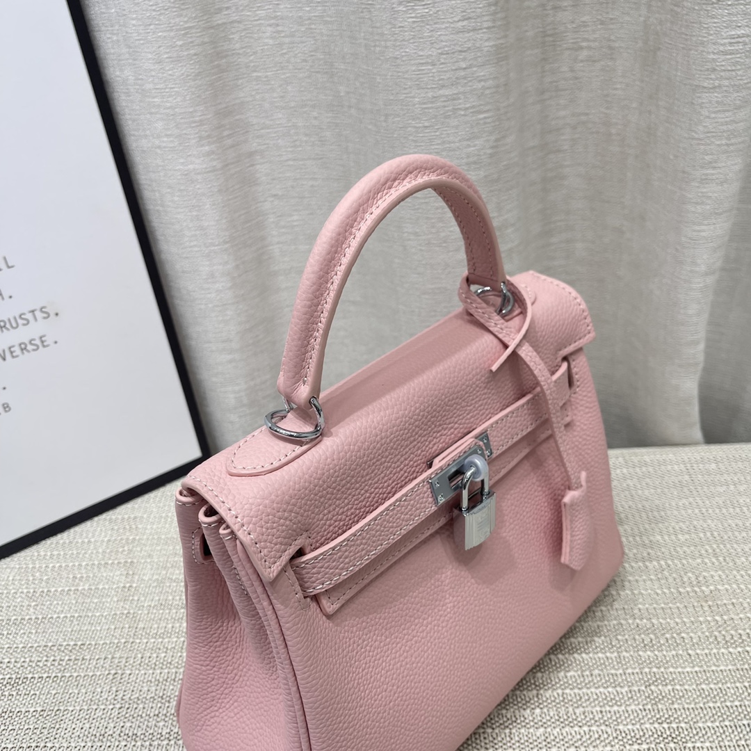 Herthtmes Togo Birkin 20/25 Bottle Pink Bag