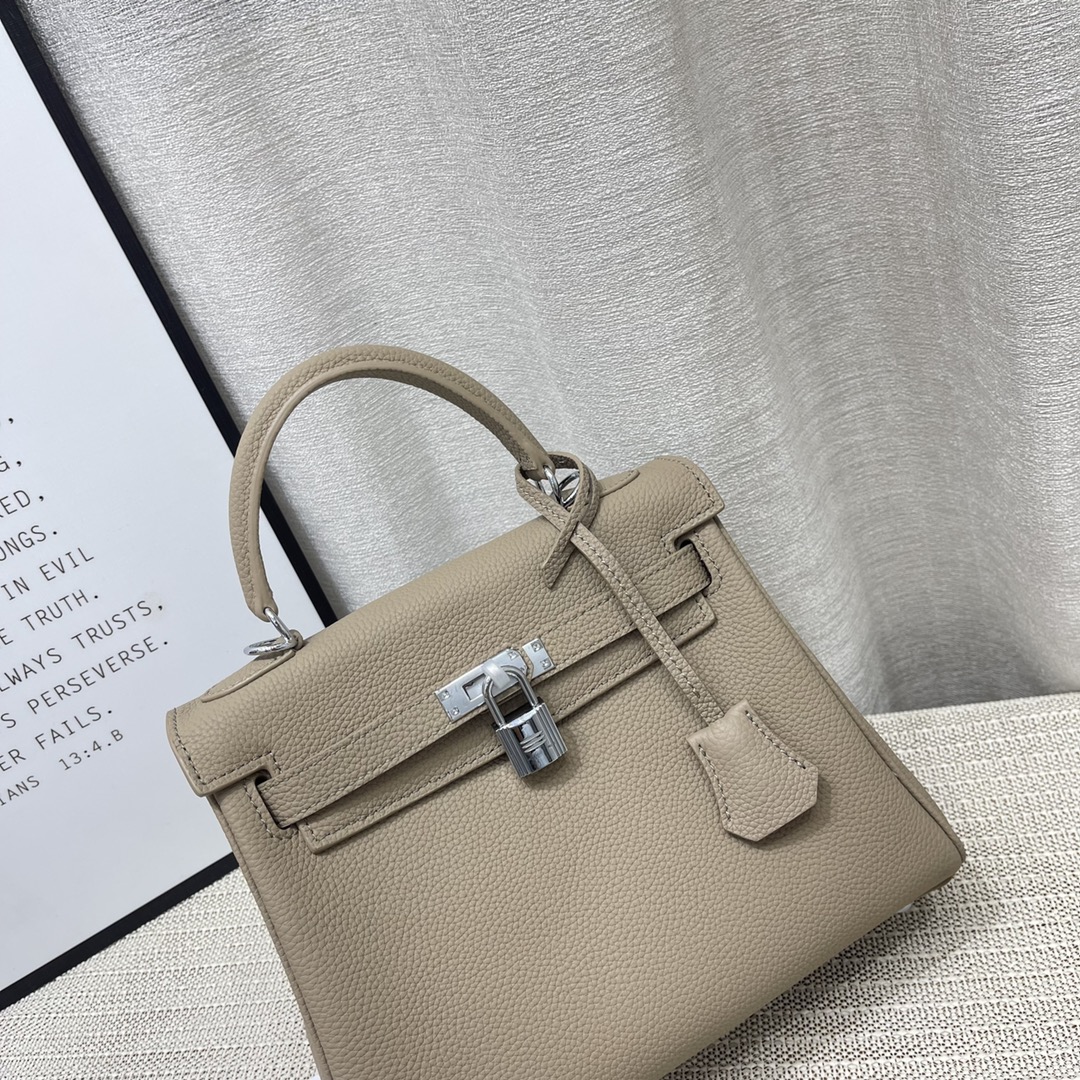 Herthtmes Togo Birkin 20/25 Bottle Khaki Bag