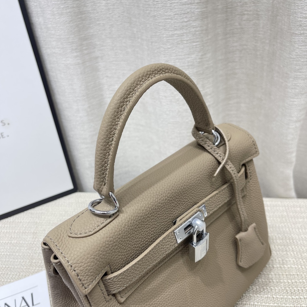 Herthtmes Togo Birkin 20/25 Bottle Khaki Bag