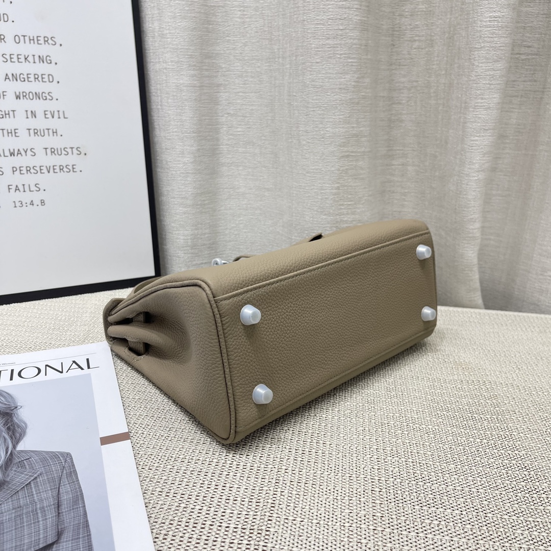 Herthtmes Togo Birkin 20/25 Bottle Khaki Bag
