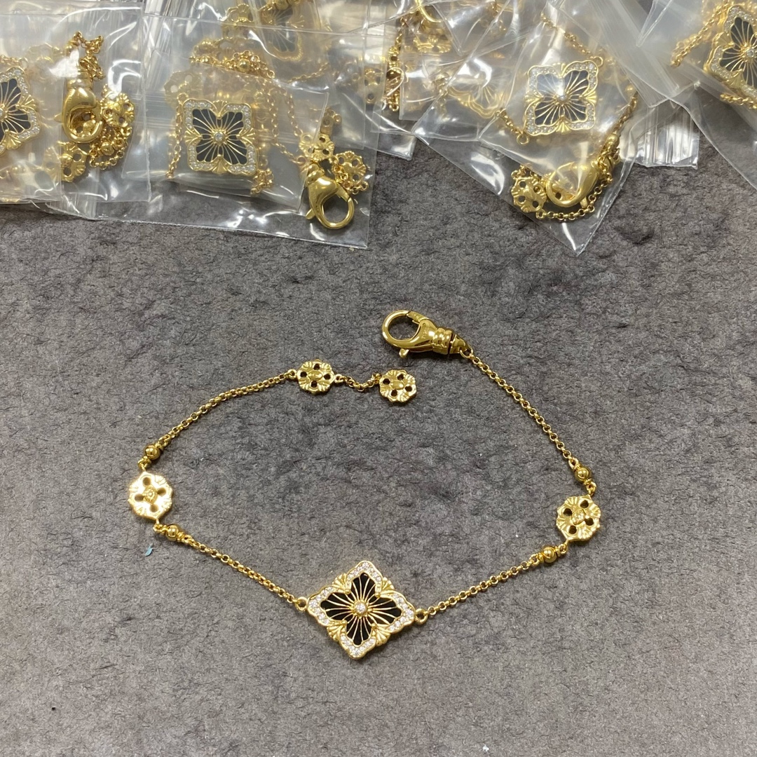 Opera Tulle 18K Gold Blue Enamel Flexible Bracelet